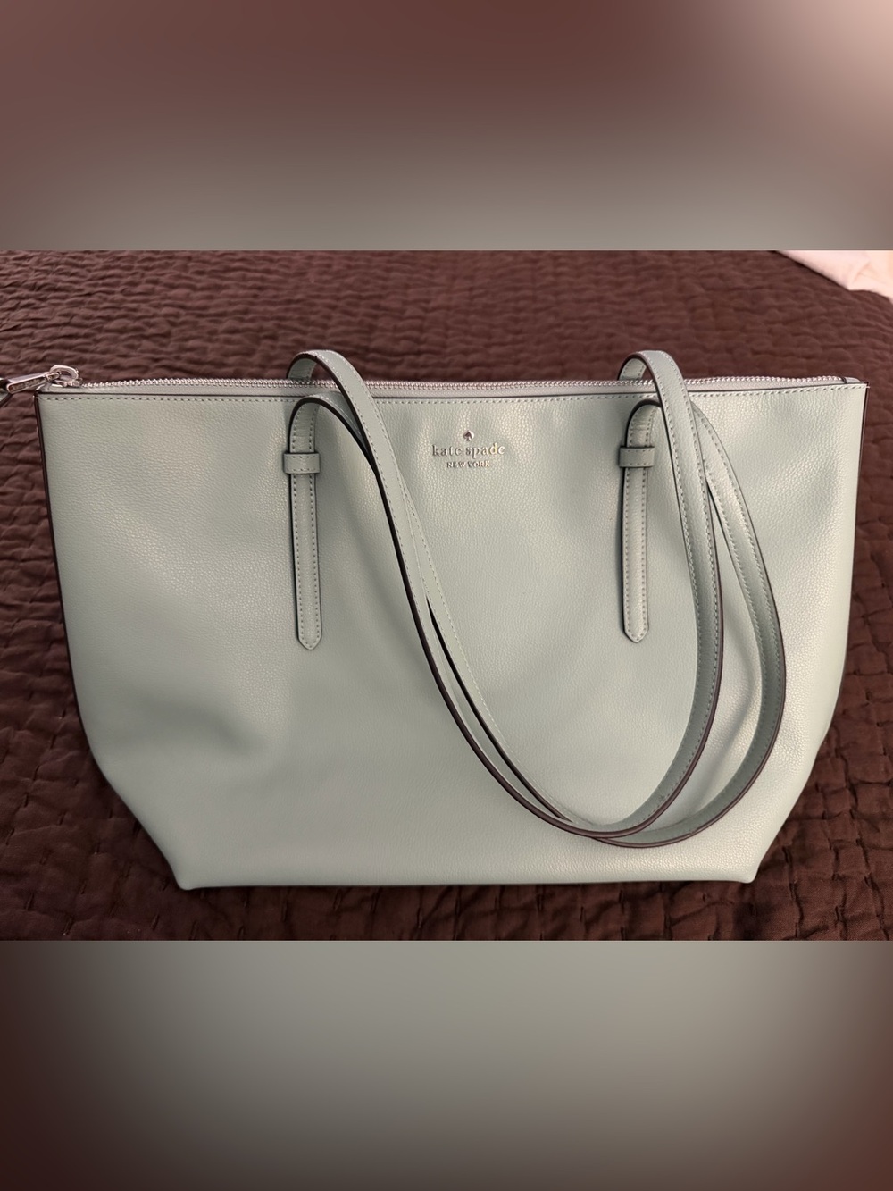kate spade Pale Blue Leather Double-Handle Tote